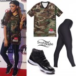 Tinashe: Camouflage Jersey, Black Jordans