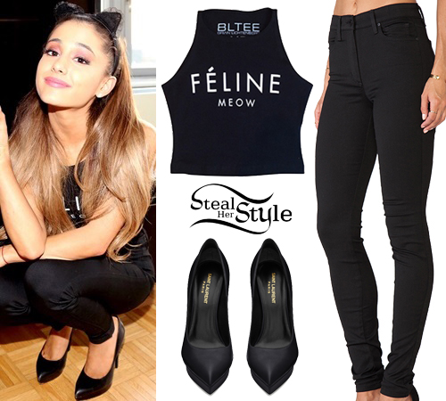 Ariana Grande: Crop Top, Black Jeans | Steal Her Style