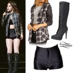 Becky G: Disco Shorts, Lace-Up Boots