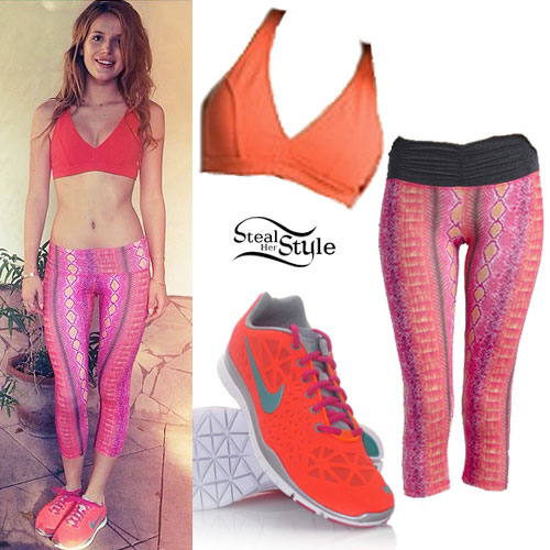 Bella Thorne: Pink & Coral Athletic Outfit