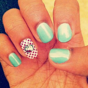 Zendaya Light Pink Diagonal Tips, Dots Nails | Steal Her Style