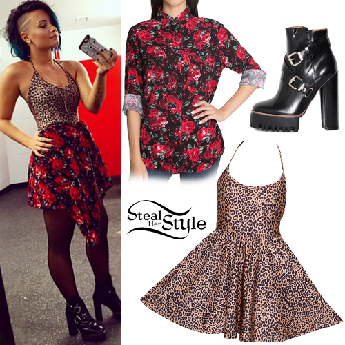 Demi Lovato Floral Shirt Leopard Dress Steal Her Style