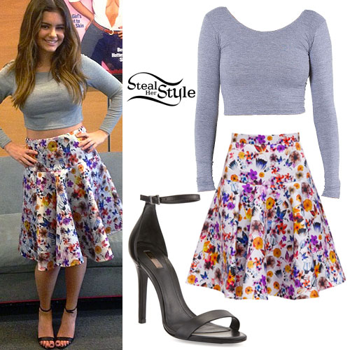 Jacquie Lee: Gray Crop Top, Floral Skirt