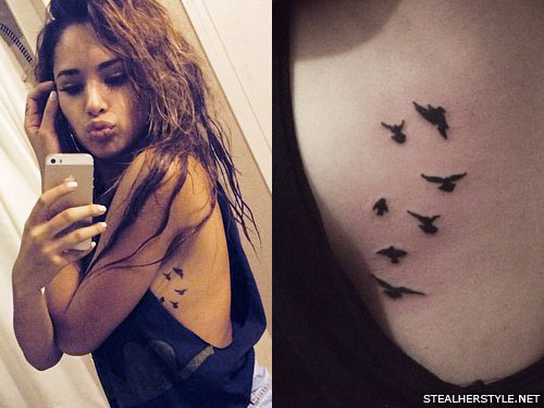 Jasmine Villegas birds side tattoo