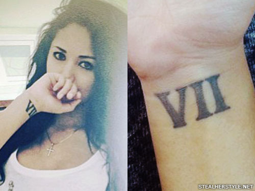 Jasmine Villegas roman numeral wrist tattoo