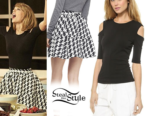 Taylor Swift: Cutout Top, Houndstooth Skirt