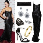 Vanessa Hudgens: Sequin Stripe Maxi Dress