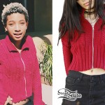 Willow Smith: Red Zipper Cardigan
