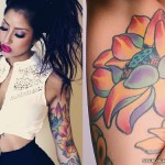 Allison Green flowers arm tattoo