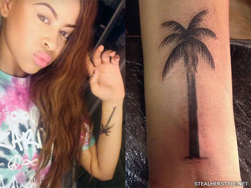Amira McCarthy palm tree arm tattoo