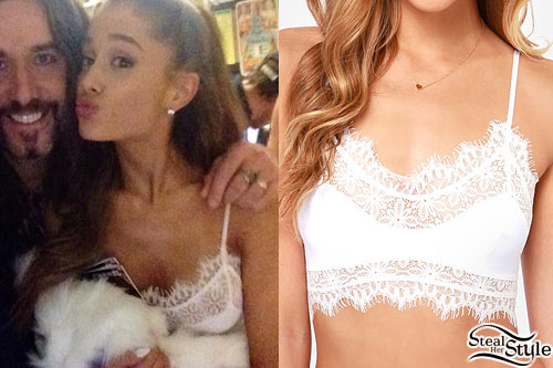 I virkeligheden hundrede deformation Ariana Grande: White Lace Bralet | Steal Her Style