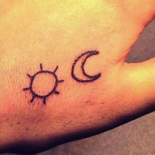 Asami Zdrenka Moon, Sun Back of Hand Tattoo | Steal Her Style