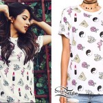 Becky G: Flamingo & Lipstick Print T-Shirt