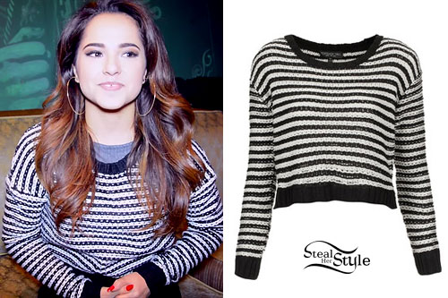 Becky G: Black & White Stripe Sweater