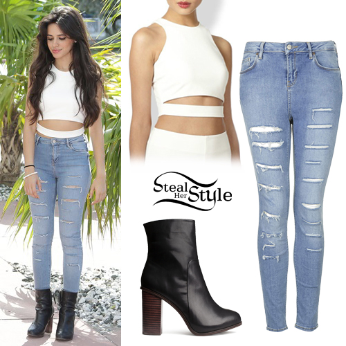 Camila Cabello wears a three-toned sweater and tight jeans for a business  meeting in Los