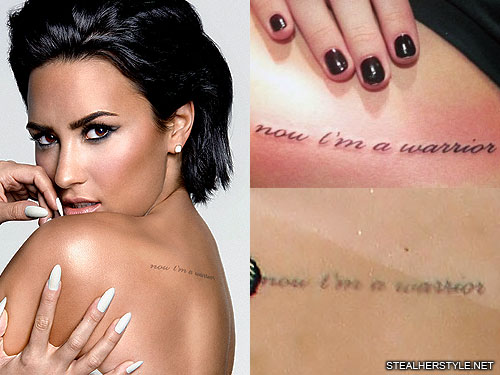 Demi Lovato "Now I'm A Warrior" Shoulder Blade Tattoo ...