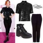 Hayley Williams: Sequin Top, Buckle Boots