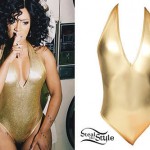 K Michelle: Gold Metallic Bodysuit