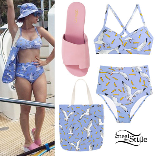 Durf puree Implementeren Katy Perry: Seagull Print Bikini, Pink Slides | Steal Her Style