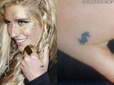 Kesha dollar sign hand tattoo