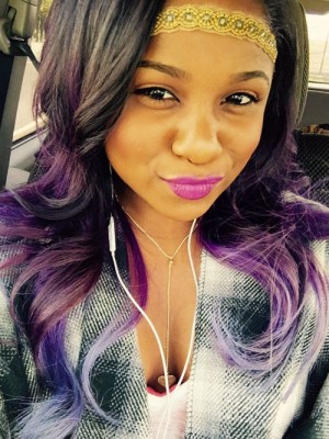 Reginae Carter Wavy Black, Purple Ombré Hairstyle | Steal Her Style