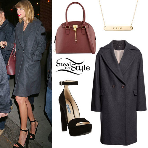 Taylor Swift: Wool Coat, Ankle Strap Sandals