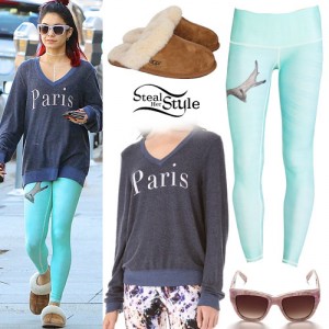 Vanessa Hudgens: Paris Sweater, Turquoise Pants | Steal Her Style