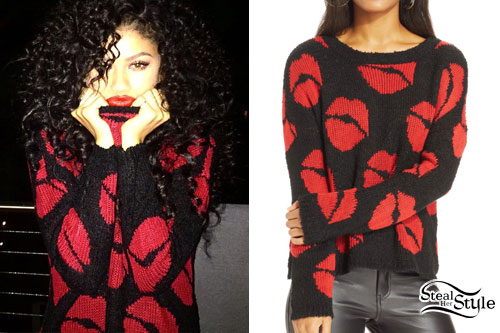 Sweater with red clearance lips