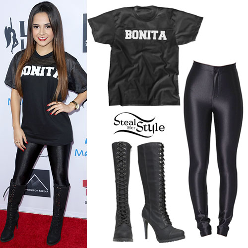 Becky G: 'Bonita' Mesh T-Shirt, Laced Boots