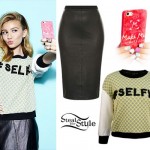 G Hannelius: Selfie Sweater, Leather Skirt