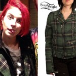Hayley Williams: Green Plaid Biker Jacket
