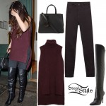 Selena Gomez: Turtleneck Vest, Black Jeans