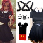 Ash Costello: Collared Crop Top, Pleated Skirt