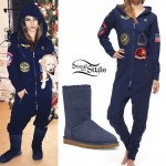 Becky G: Military Patch Jumpsuit, Navy Boots