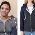 Demi Lovato: Gray & Blue Colorblock Hoodie