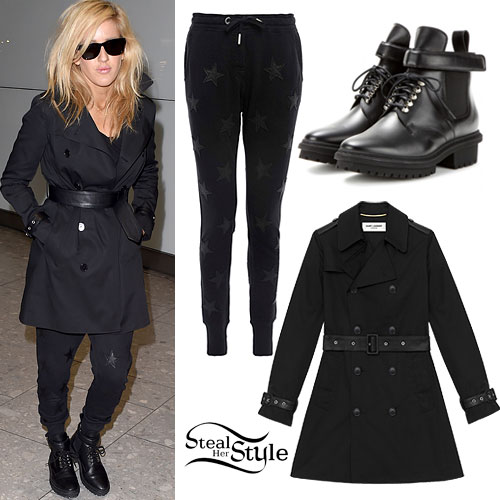Ellie Goulding: Leather-Trim Trench Coat