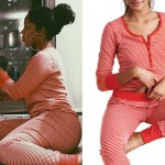 K. Michelle: Red Striped Henley & Leggings