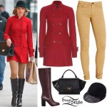 Taylor Swift: Raglan Coat, Caramel Jeans