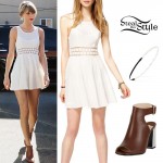 Taylor Swift: White Dress, Cut-Out Boots
