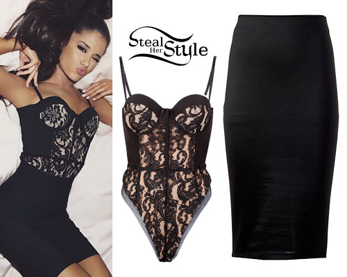 Ariana Grande: Lace Bustier, Pencil Skirt