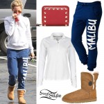 Ashley Tisdale: Malibu Sweatpants, Button Uggs