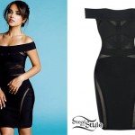 Becky G: Black Mesh-Panel Dress