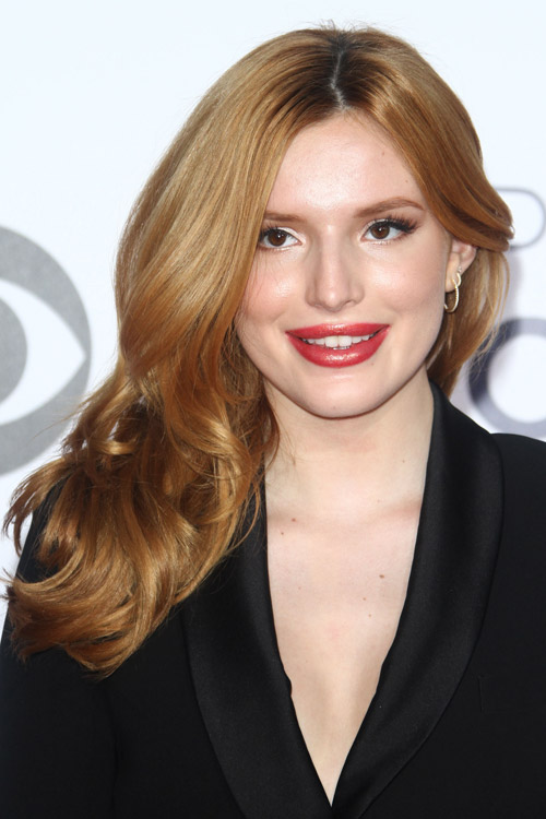 Bella Thorne Straight Ginger Faux Sidecut, Side Part Hairstyle | Steal ...