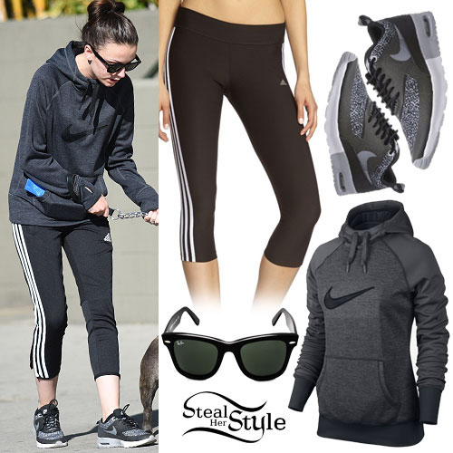 Cher Lloyd: Grey Nike Hoodie, Adidas Capris