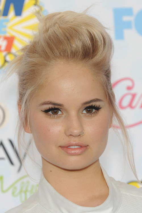 Debby Ryan Straight Platinum Blonde Pompadour, Updo 