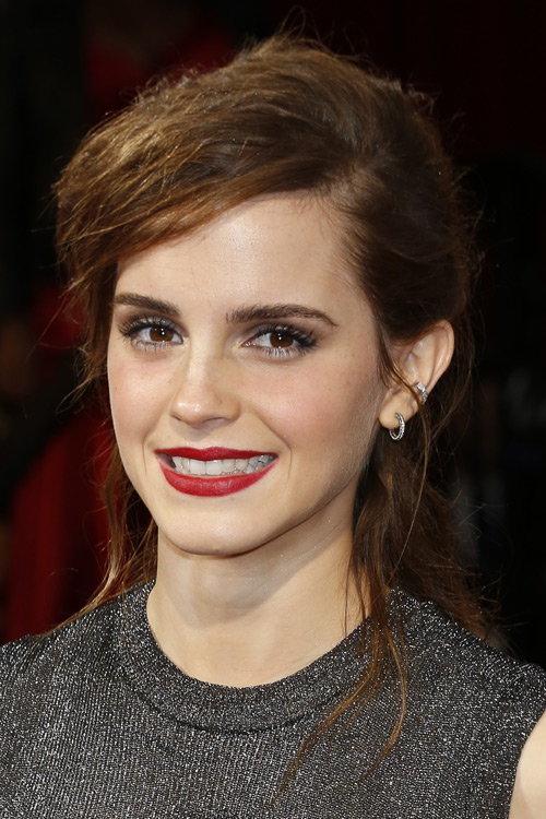 Emma Watson Wavy Medium Brown Messy, Pinned-Back ...