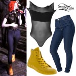 Hayley Williams: Mesh Bodysuit, Yellow Converse