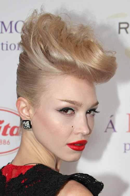 Ivy Levan Straight Golden Blonde Pompadour, Updo Hairstyle 