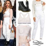 Jade Thirlwall: Mesh Crop Top, White Overalls