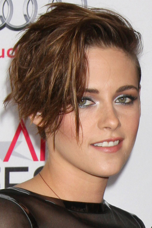 Kristen Stewart Straight Dark Brown Choppy Layers, Messy 